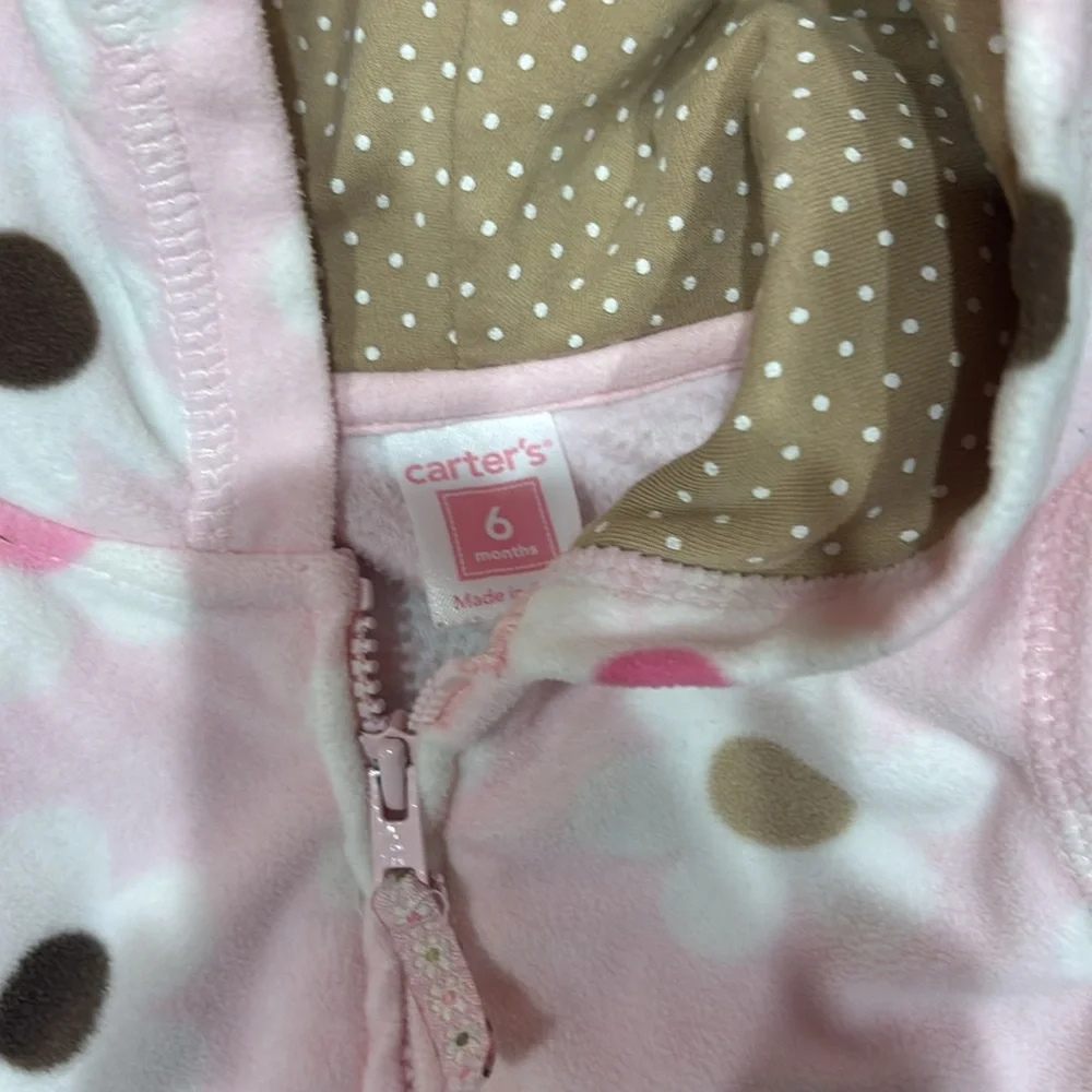 Carter's Brown and Pink Polka Dot Fleece Baby Bundle 5 pc set